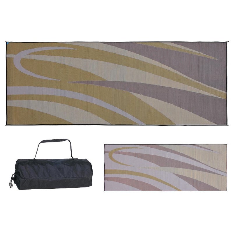 Stylish Camping Ming's Mark GC7 Stylish Camping Reversible Graphic Patio Mat - 8' x 20', Brown/Gold - Image 1